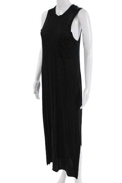 ATM Womens Cotton Round Neck Split Hem Midi Tank Dress Black Size XS
