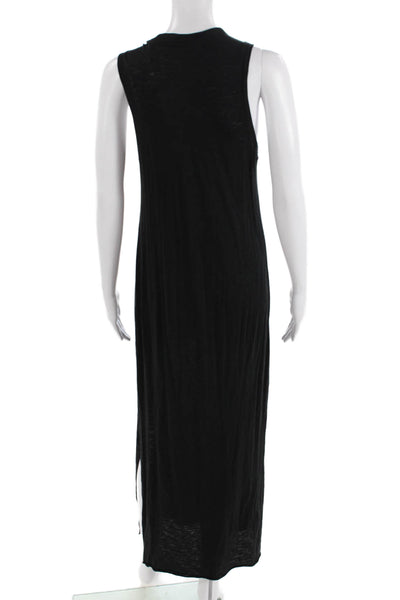 ATM Womens Cotton Round Neck Split Hem Midi Tank Dress Black Size XS