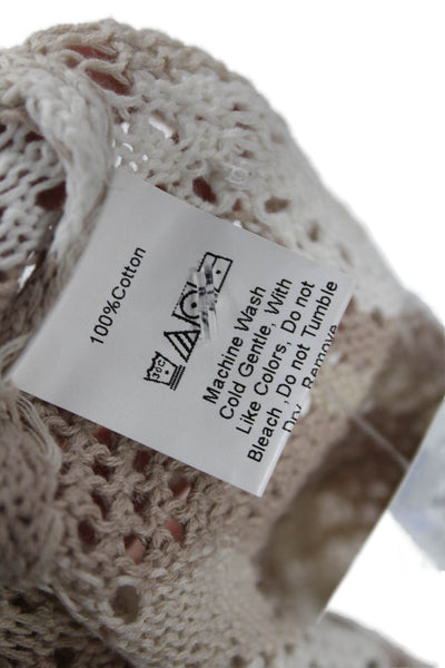 Princess Polly Waomens Knit Long Sleeves Cropped Sweater Beige White Size 6