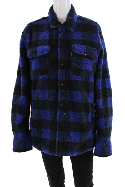 Levi Strauss & Co Womens Buffalo Plaid Button Down Shirt Blue Black Size Medium