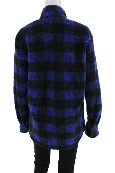 Levi Strauss & Co Womens Buffalo Plaid Button Down Shirt Blue Black Size Medium