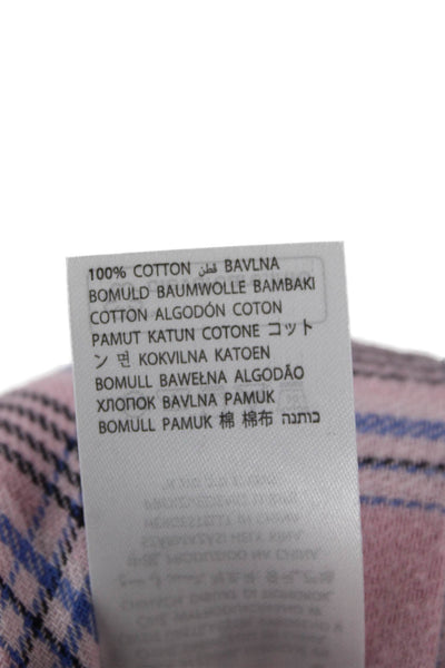Adika Womens Plaid Button Down Shirt Pink Blue Cotton Size Medium