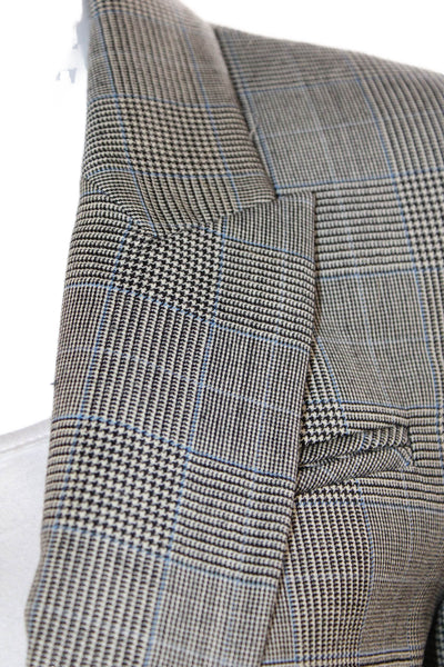 Cefinn Womens Plaid Single Button High Rise Pant Suit Black Blue Wool Size 2
