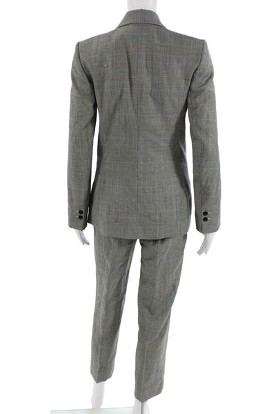 Cefinn Womens Plaid Single Button High Rise Pant Suit Black Blue Wool Size 2