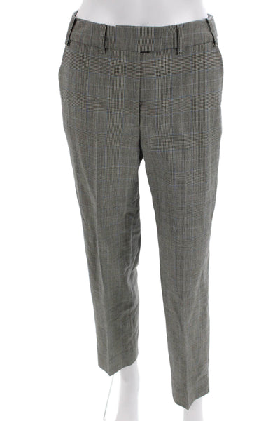 Cefinn Womens Plaid Single Button High Rise Pant Suit Black Blue Wool Size 2
