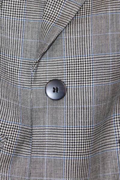 Cefinn Womens Plaid Single Button High Rise Pant Suit Black Blue Wool Size 2