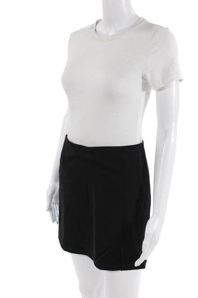 Sunday Best Womens Front Slit Back Zipper Mini Skirt Black Size 4