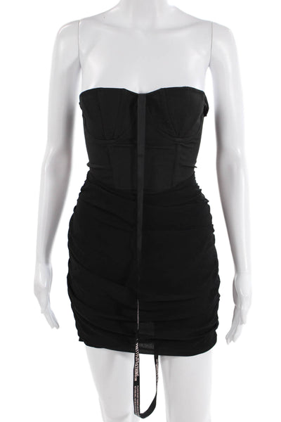 Pretty Little Thing Womens Strapless Corset Ruched Dress Black Size 2