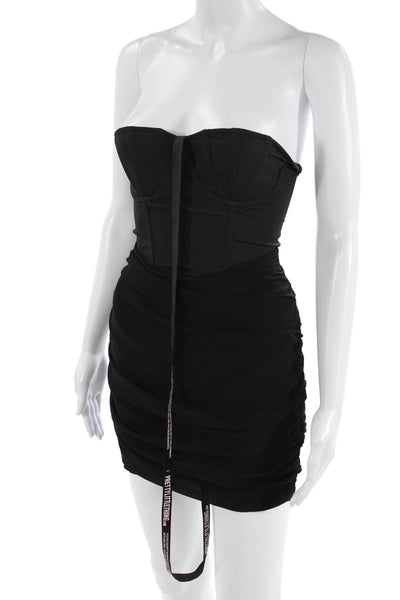 Pretty Little Thing Womens Strapless Corset Ruched Dress Black Size 2