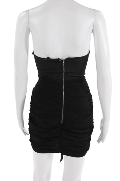 Pretty Little Thing Womens Strapless Corset Ruched Dress Black Size 2