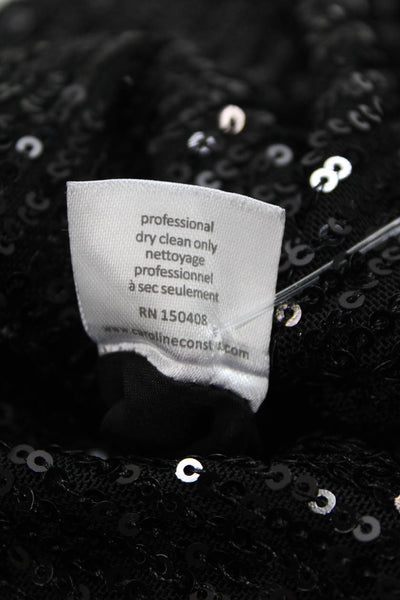 Caroline Constas Womens Sequined Strapless A Line Mini Dress Black Size Small