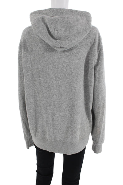 J Crew Womens Full Zipper Long Sleeves Hoodie Grey Cotton Size Large