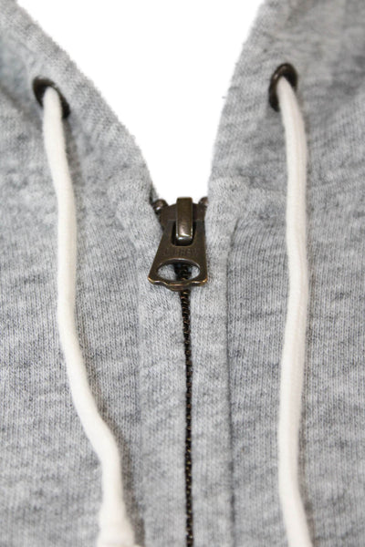 J Crew Womens Full Zipper Long Sleeves Hoodie Grey Cotton Size Large