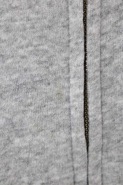 J Crew Womens Full Zipper Long Sleeves Hoodie Grey Cotton Size Large
