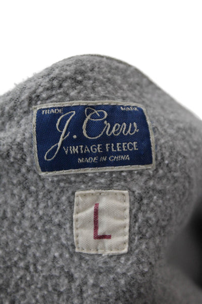 J Crew Womens Full Zipper Long Sleeves Hoodie Grey Cotton Size Large