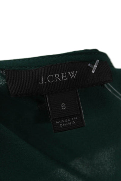 J Crew Women's V-Neck Sleeveless Ruffle Blouse Green Size 6