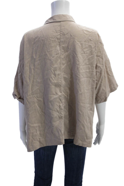 Everlane Womens Button Front Short Sleeve Collared Shirt Brown Size Medium