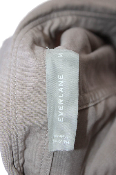 Everlane Womens Button Front Short Sleeve Collared Shirt Brown Size Medium
