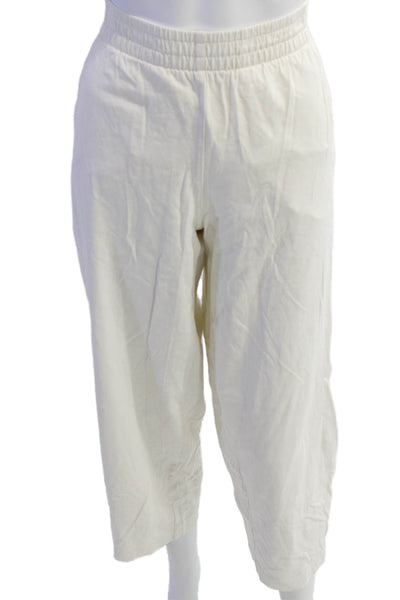 Everlane Womens Elastic Waistband High Rise Straight Leg Pants White Size Small