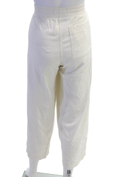 Everlane Womens Elastic Waistband High Rise Straight Leg Pants White Size Small