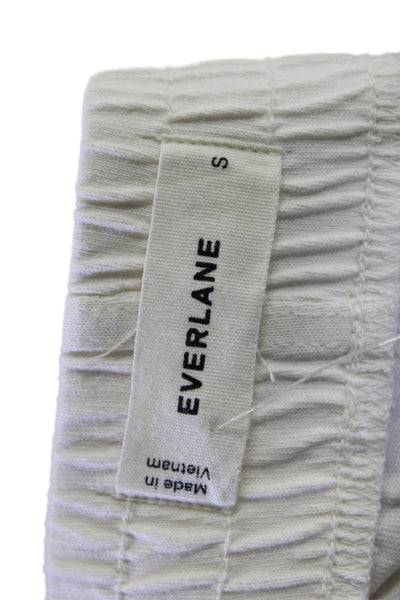 Everlane Womens Elastic Waistband High Rise Straight Leg Pants White Size Small
