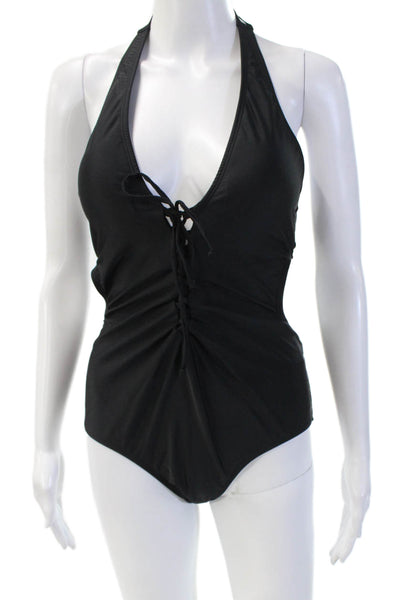 Ashley Graham x Swimsuits for All Womens Lace Up One Piece Swim Black Size 12