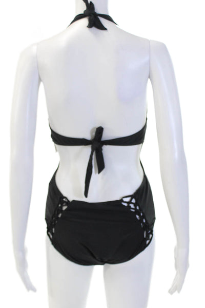 Ashley Graham x Swimsuits for All Womens Lace Up One Piece Swim Black Size 12