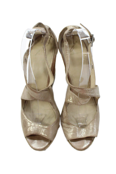Brian Atwood Womens Espadrille Wedge Heels Ankle Strap Shoes Brown Size 9