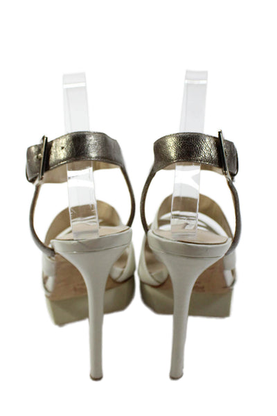 Camilla Skovgaard Womens Leather Ankle Strap Platform Heels Shoes White Sz 9.5