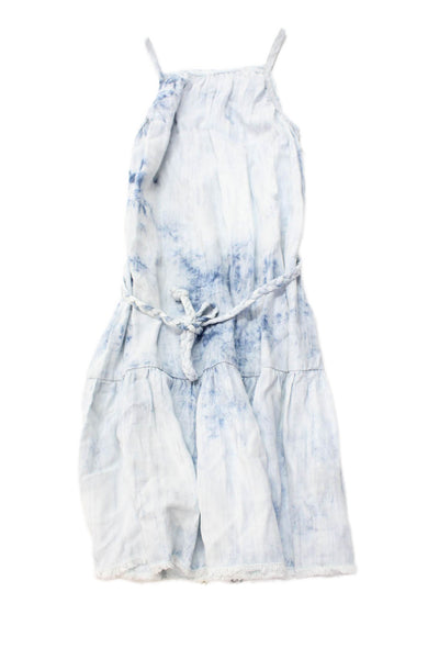 Bella Dah Girls Scoop Neck Spaghetti Straps Tiered Sundress Blue Size 12