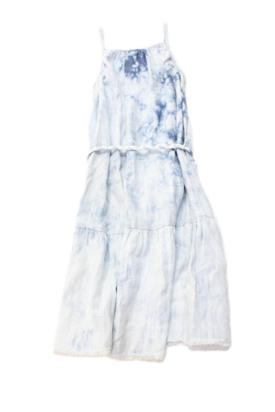 Bella Dah Girls Scoop Neck Spaghetti Straps Tiered Sundress Blue Size 12