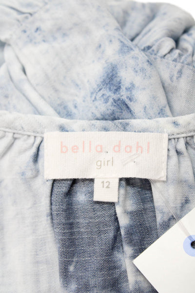 Bella Dah Girls Scoop Neck Spaghetti Straps Tiered Sundress Blue Size 12