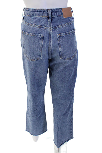 Zara Women Blue High Waist Cropped Wide-Leg Jeans Size 28