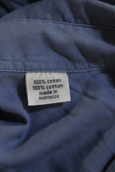 Hartford Womens Slim Fit Button Down Shirt Blue Cotton Size Small