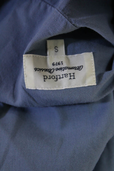 Hartford Womens Slim Fit Button Down Shirt Blue Cotton Size Small