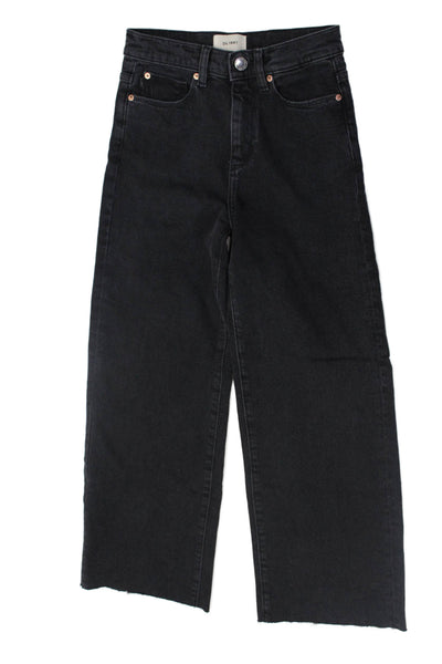 DL1961 Girls High Rise Wide Leg Raw Hem Jeans Black Size 12