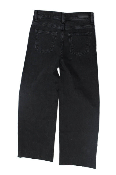 DL1961 Girls High Rise Wide Leg Raw Hem Jeans Black Size 12