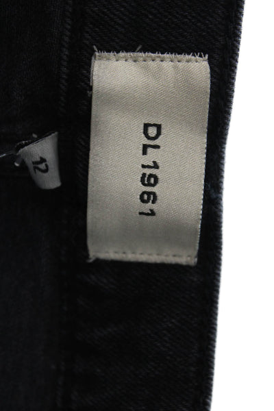 DL1961 Girls High Rise Wide Leg Raw Hem Jeans Black Size 12