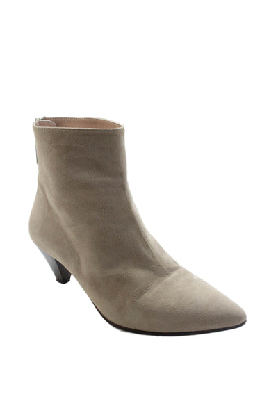 Stuart Weitzman Womens Suede Cone Heels Side Zipped Ankle Booties Size 9