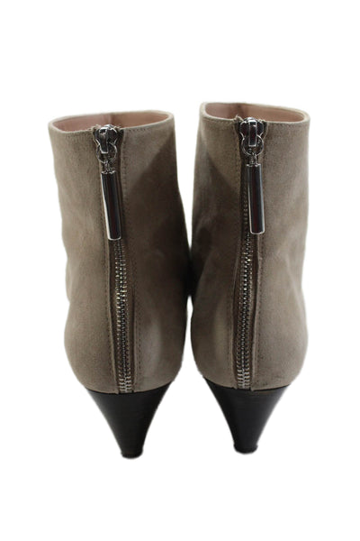 Stuart Weitzman Womens Suede Cone Heels Side Zipped Ankle Booties Size 9