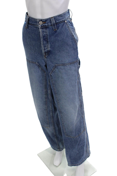 Cotton Citizen Unisex Wide-Leg Jeans Blue Mid Rise 28in Inseam Size 25