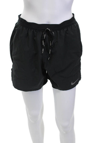 Nike Womens Textured Drawstring Mini Shorts Black Size M