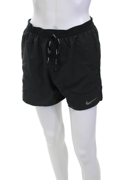 Nike Womens Textured Drawstring Mini Shorts Black Size M