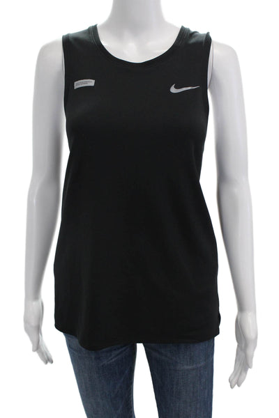 Nike Womens Sleeveless Round Neck Lined Logo Printed Tank Top Black Size S