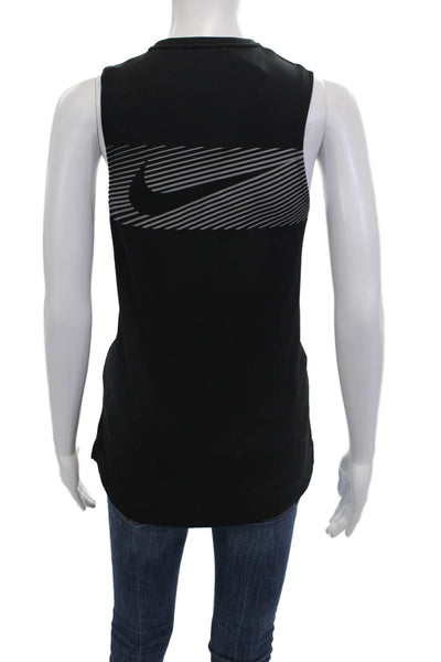 Nike Womens Sleeveless Round Neck Lined Logo Printed Tank Top Black Size S