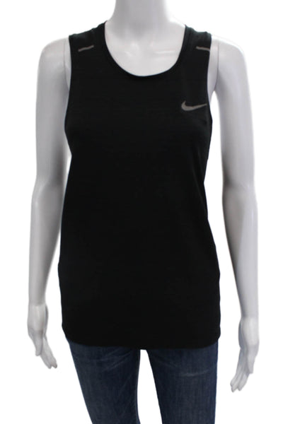 Nike Womens Textured Scoop Neck Sleeveless Tank Top Black Size S