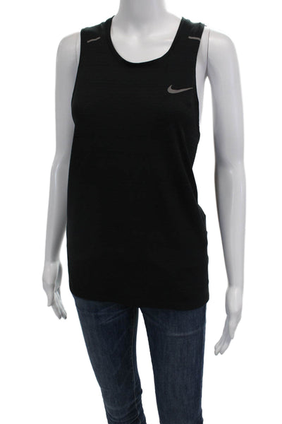 Nike Womens Textured Scoop Neck Sleeveless Tank Top Black Size S
