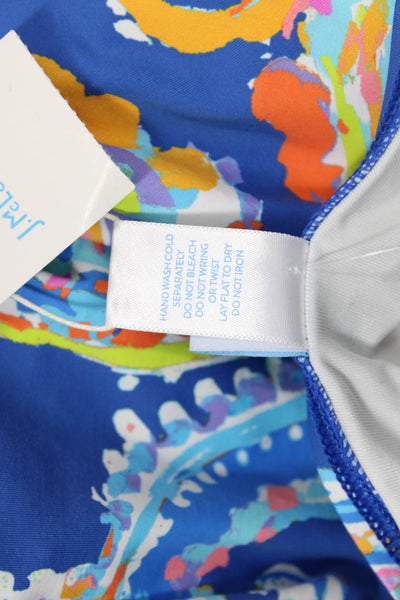 J. Mclaughlin Womens Paisley Tie Back Strapless One Piece Swim Blue Size 14