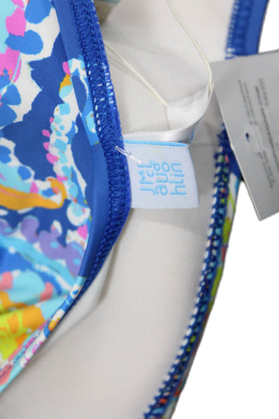 J. Mclaughlin Womens Paisley Tie Back Strapless One Piece Swim Blue Size 14