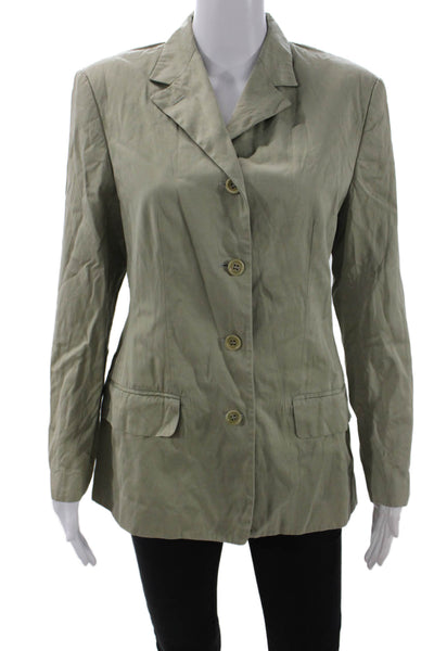 Barneys New York Womens Cotton Four Buttoned Blazer Light Green Size 44